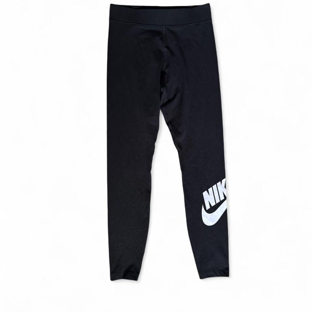 Nike Womenβs Medium Black Leggings Futura Logo Swoosh Stretch Pants